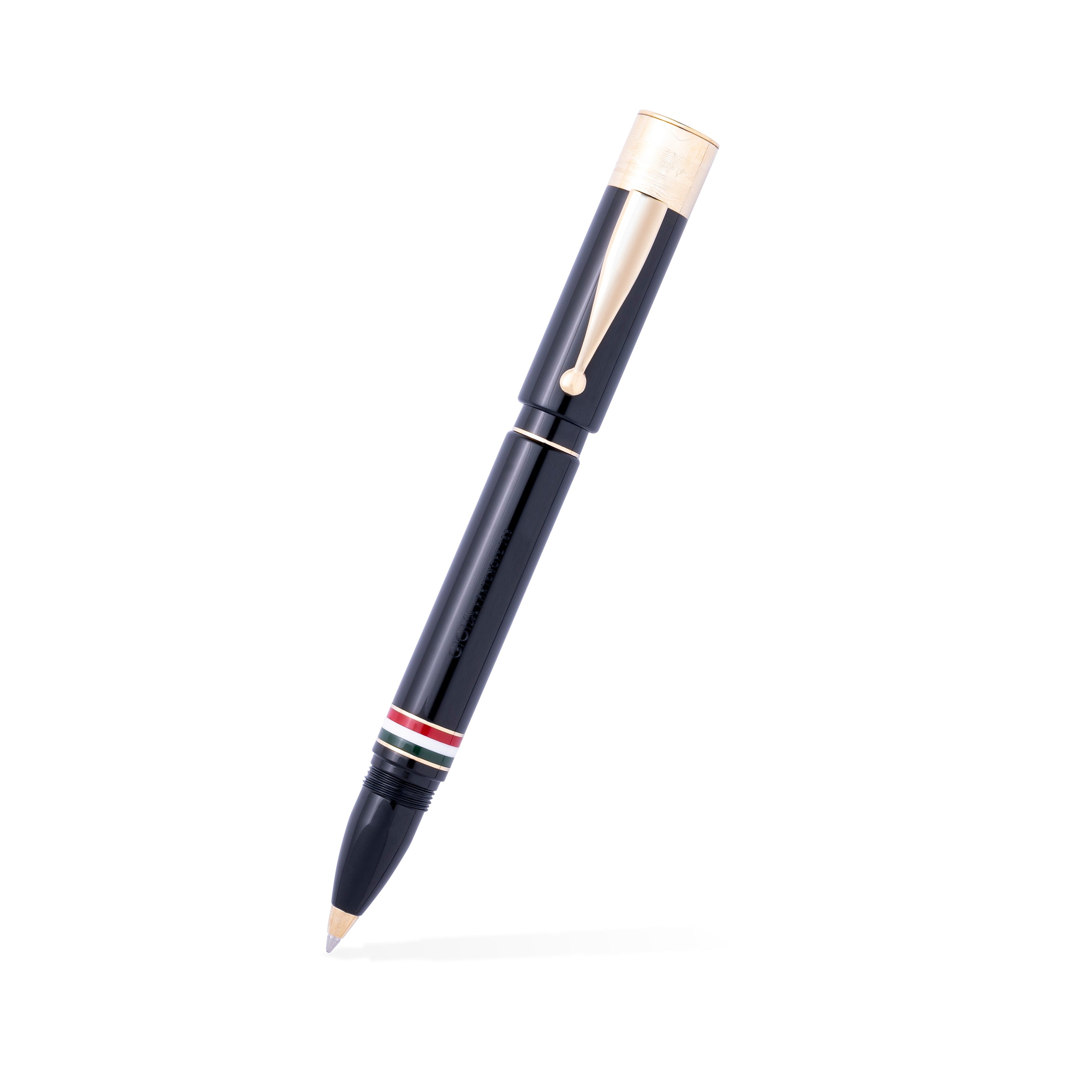 GIOIA Partenope Black Fountain Pen and Rollerball – Gold Trim