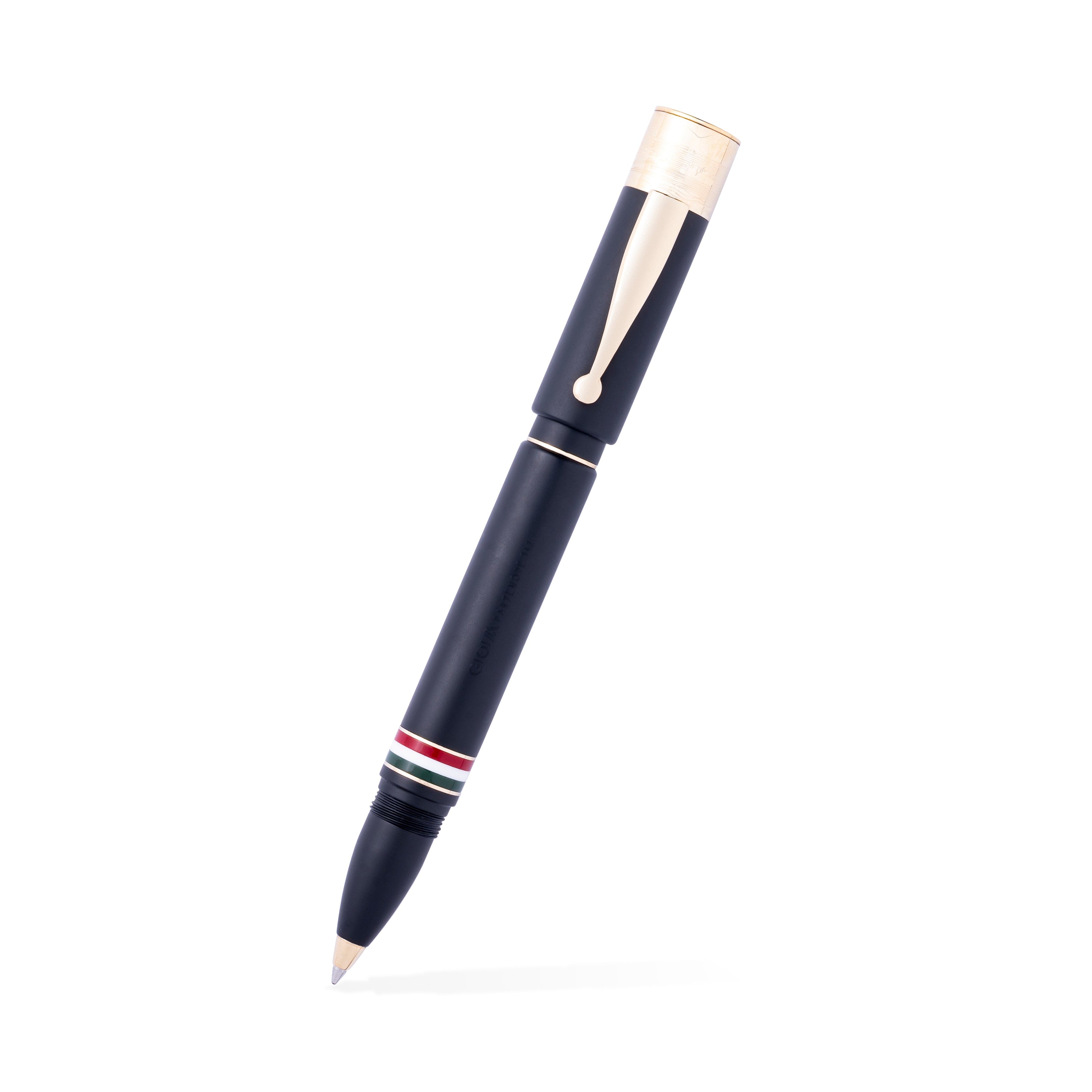 GIOIA Partenope Black Sand Fountain Pen and Rollerball – Gold Trim