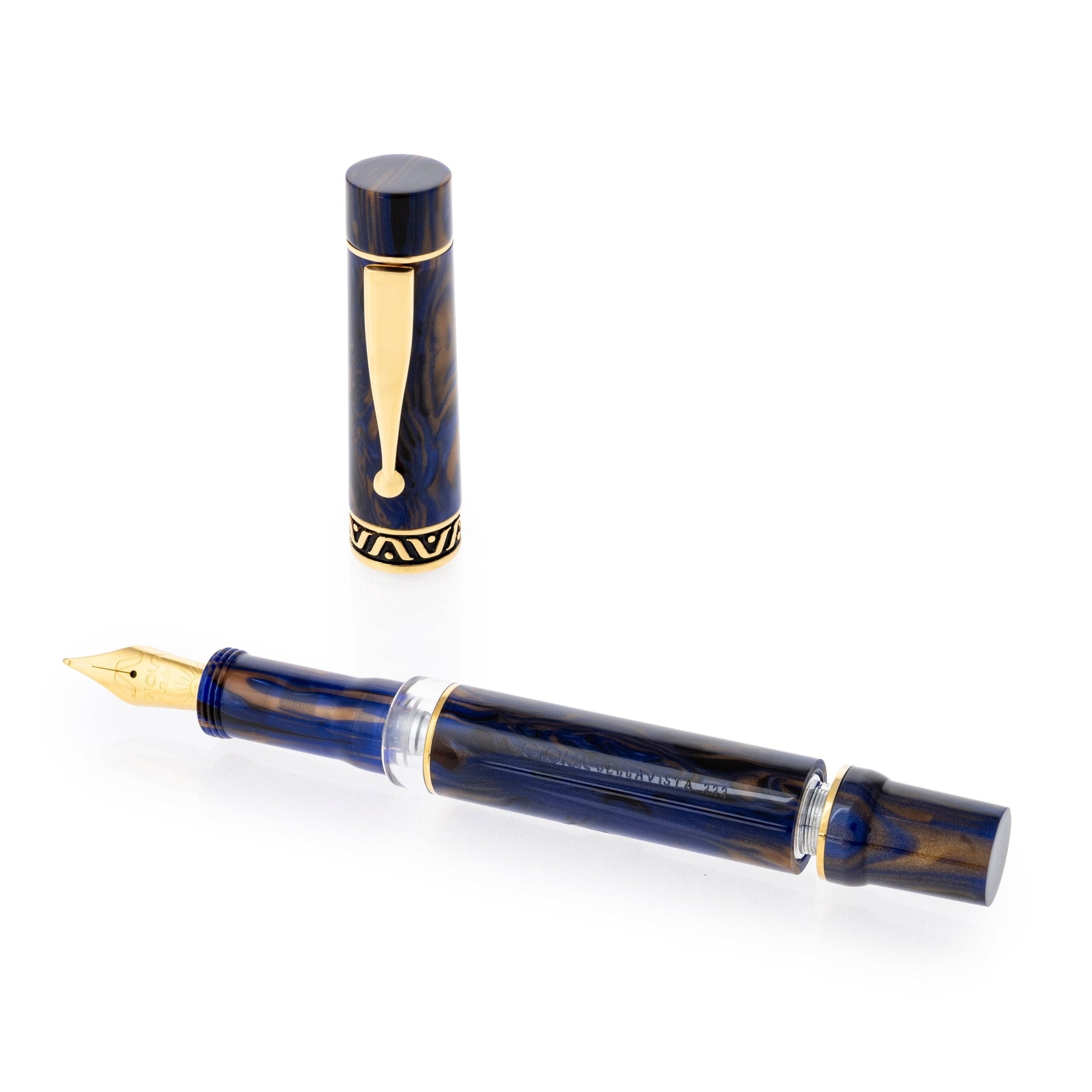 GIOIA Bellavista Crepuscolo Blue-Brown Fountain Pen – Gold Trim