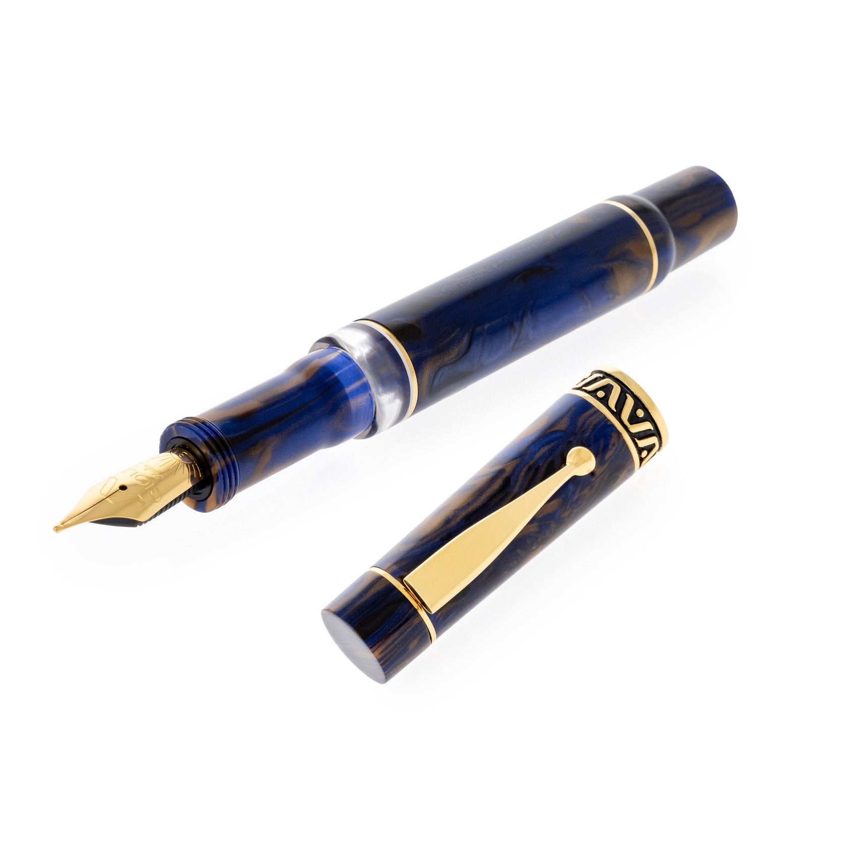 GIOIA Bellavista Crepuscolo Blue-Brown Fountain Pen – Gold Trim
