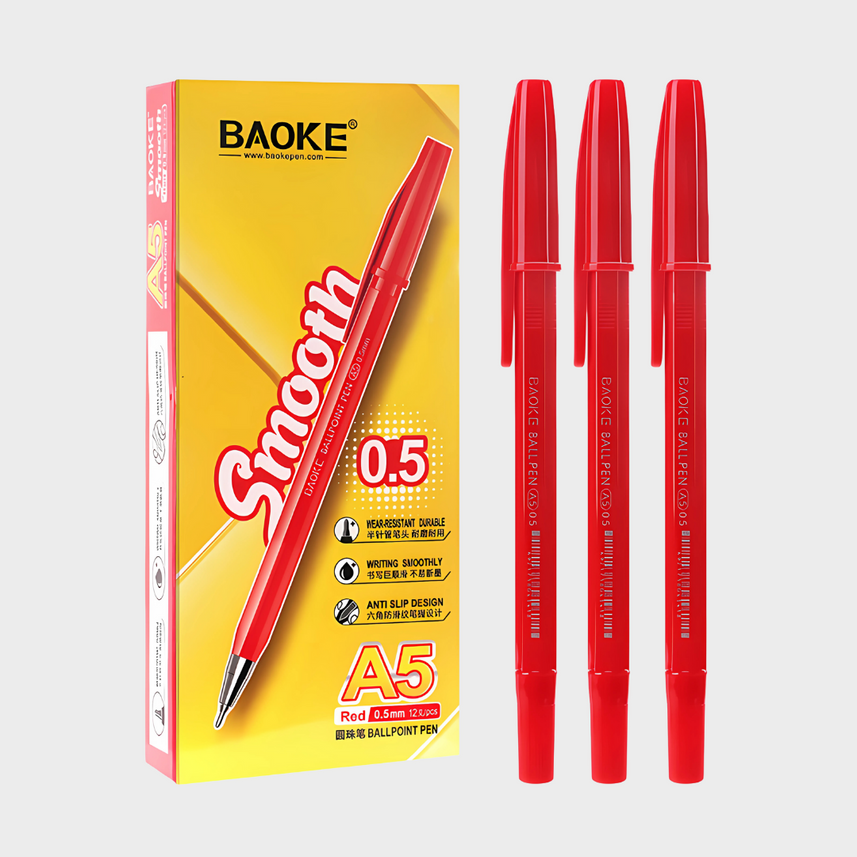 Baoke | Ballpoint Pen | 0.5mm | Red Ink | A5