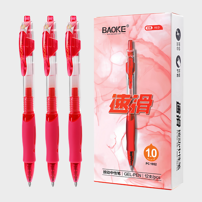 Baoke | Gel Pen | 1.0mm | Red Ink | PC1952