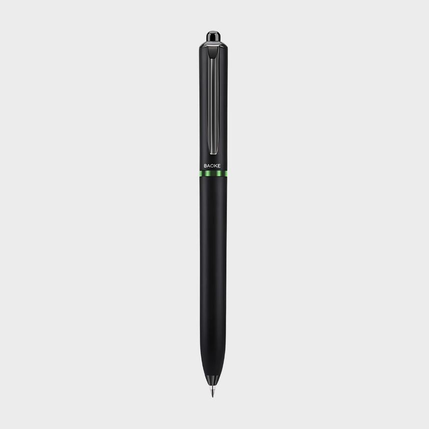 Baoke | Rollerball Pen | 0.5mm | Black Ink | Black Barrel with Shiny Green | BK124