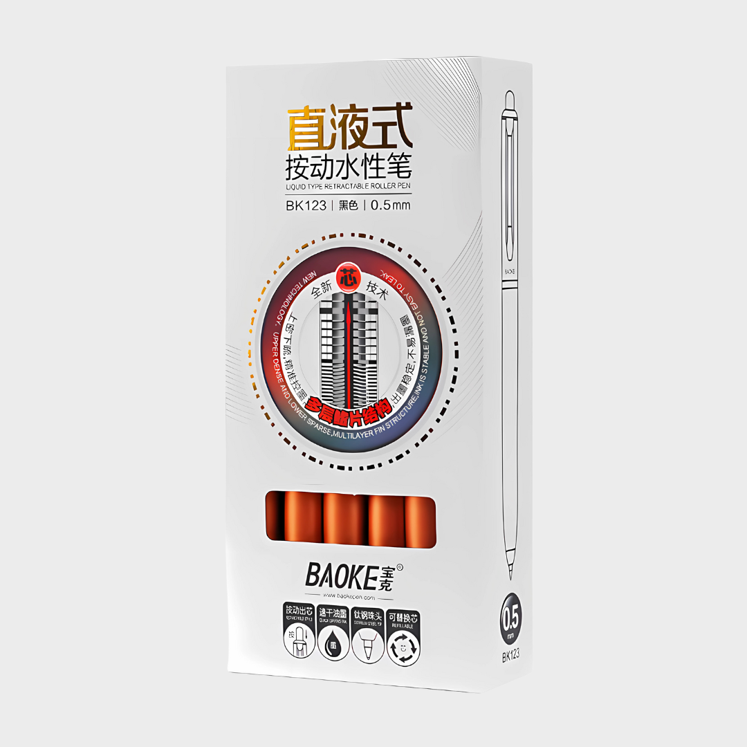 Baoke | Rollerball Pen | 0.5mm | Black Ink | Camel Yellow Barrel | BK123
