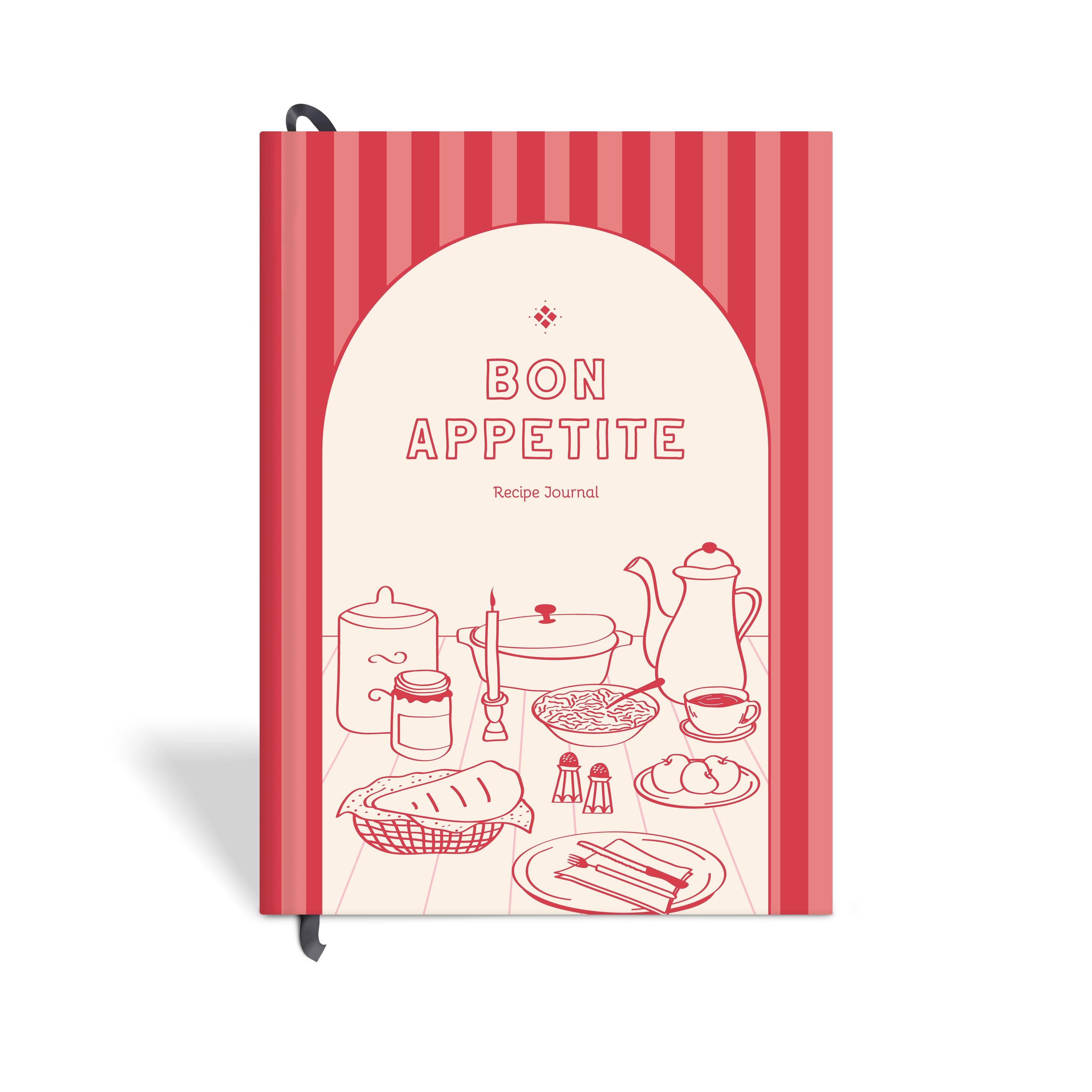 7mm Between The Lines Recipe Journal (A5), Bon Appetit, Hardbound - Orange