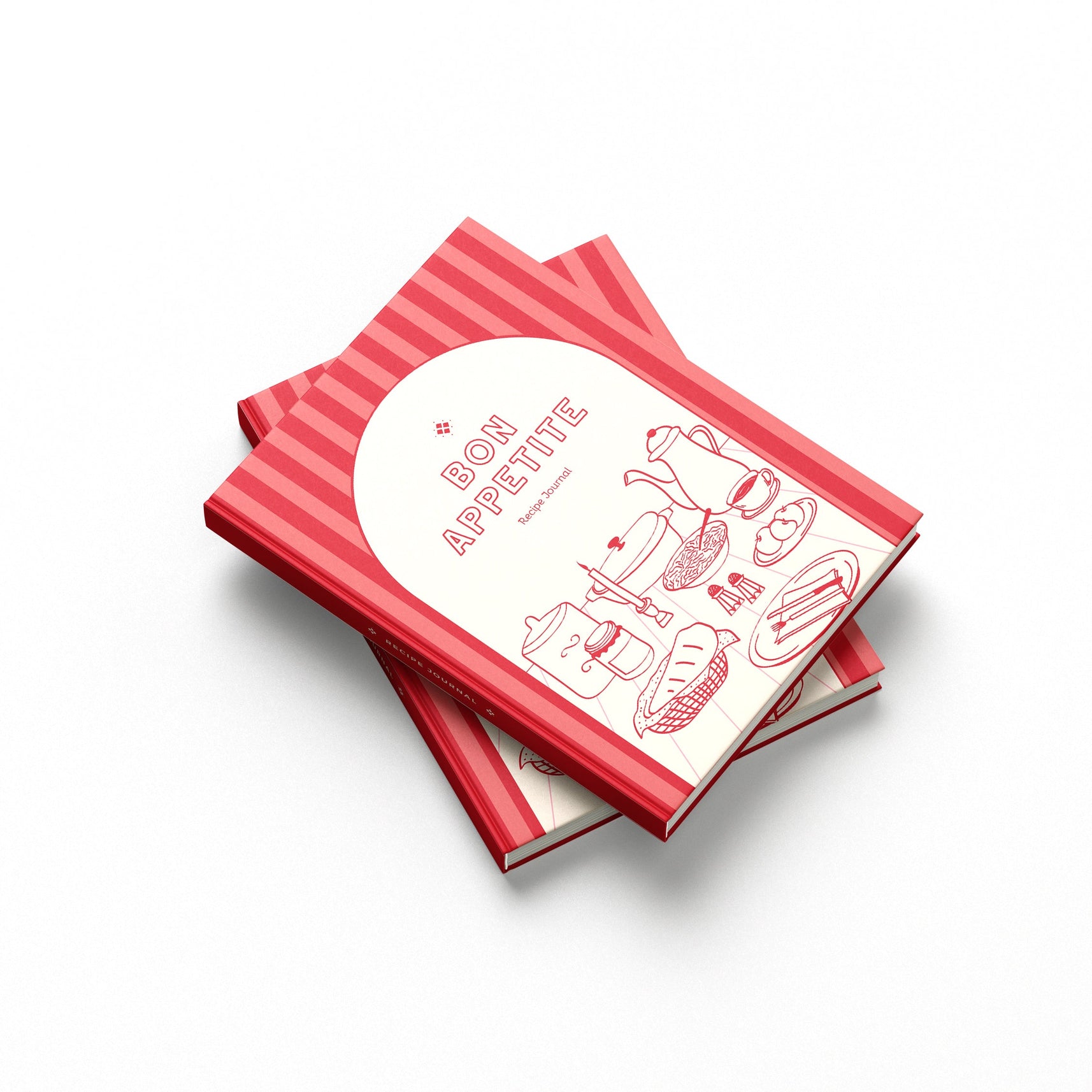 7mm Between The Lines Recipe Journal (A5), Bon Appetit, Hardbound - Orange