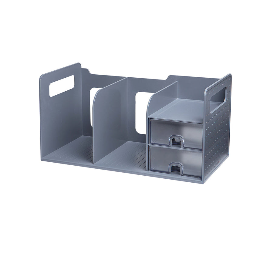 Sysmax 2 Bookshelf Book Rack with 2 Drawers - Grey