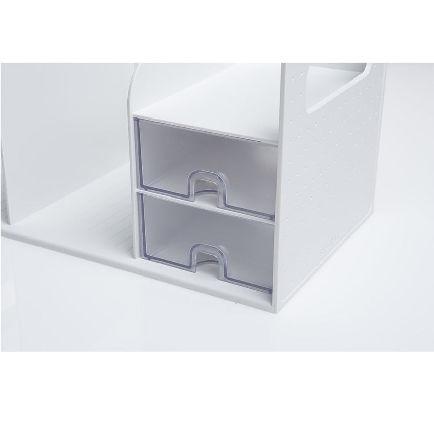 Sysmax | Book Rack With 2 Drawers | 2 Bookshelf | Organiser | White