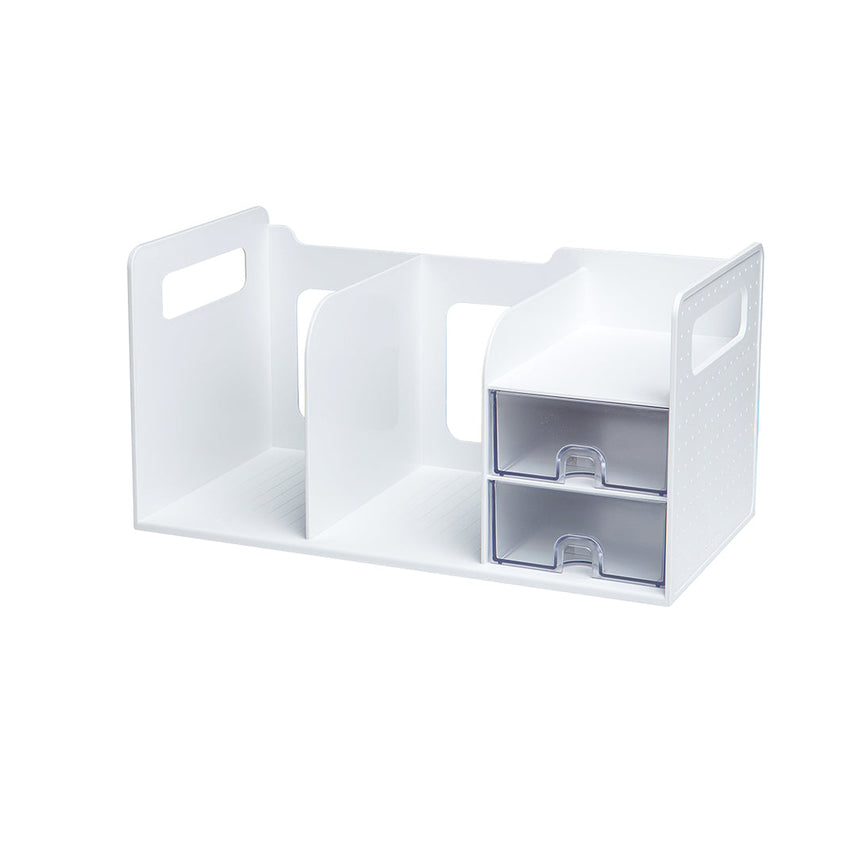 Sysmax | Book Rack With 2 Drawers | 2 Bookshelf | Organiser | White