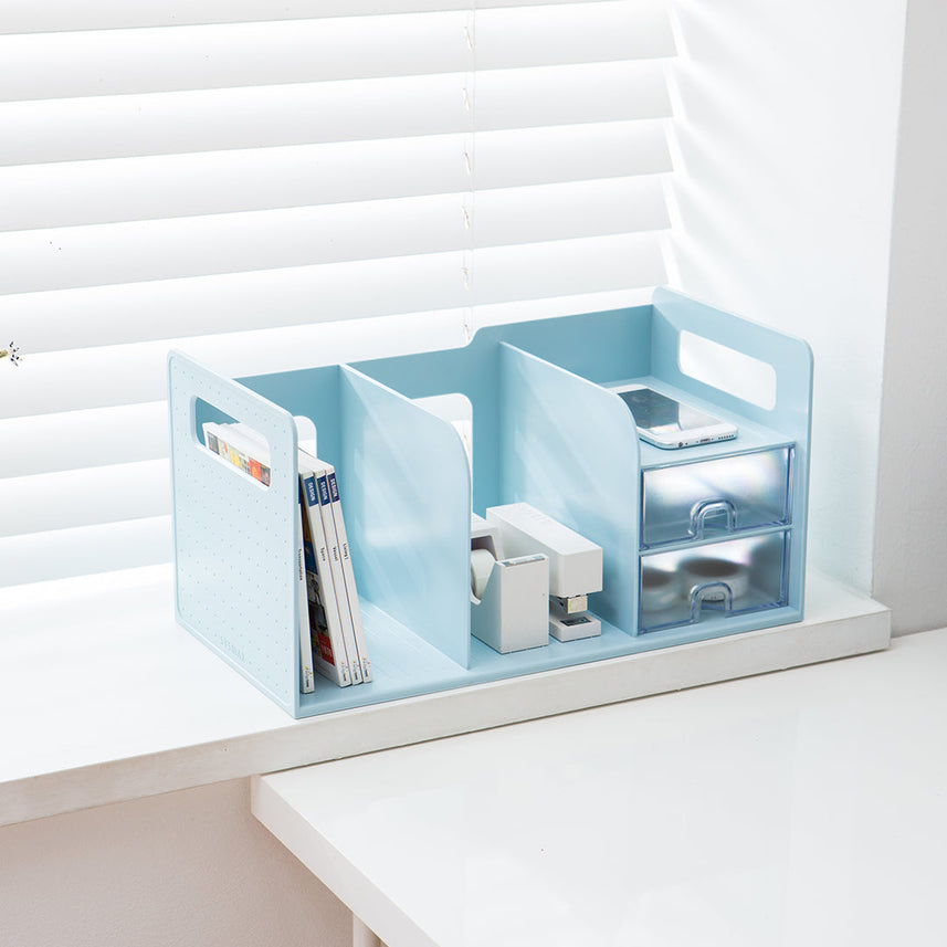 Sysmax 2 Bookshelf Book Rack with 2 Drawers - Grey