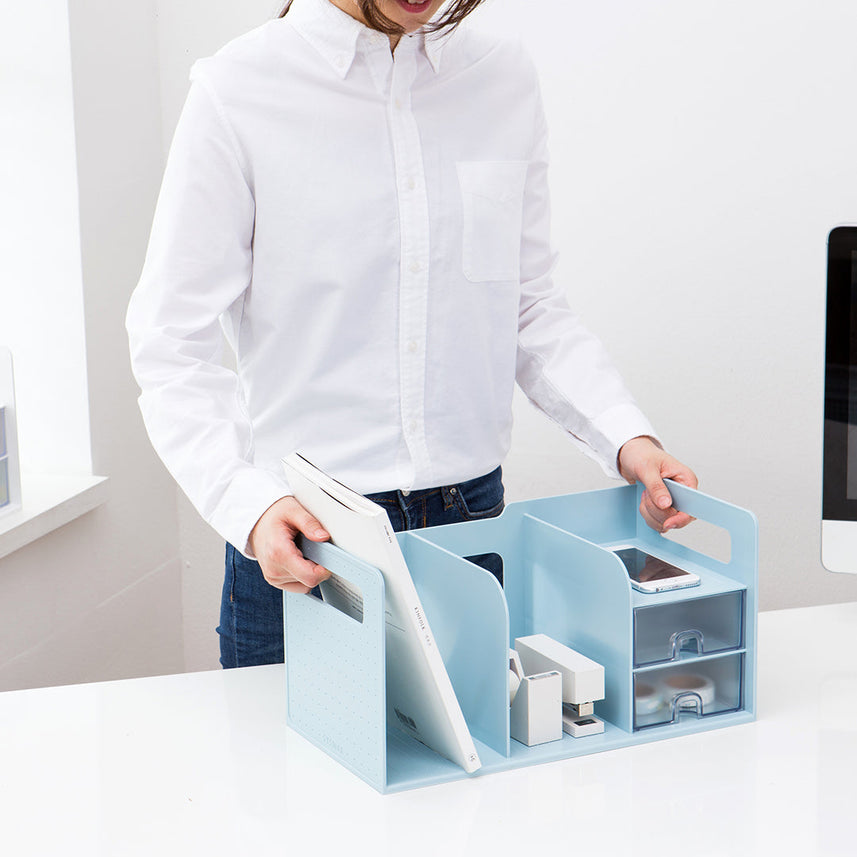 Sysmax 2 Bookshelf Book Rack with 2 Drawers - White
