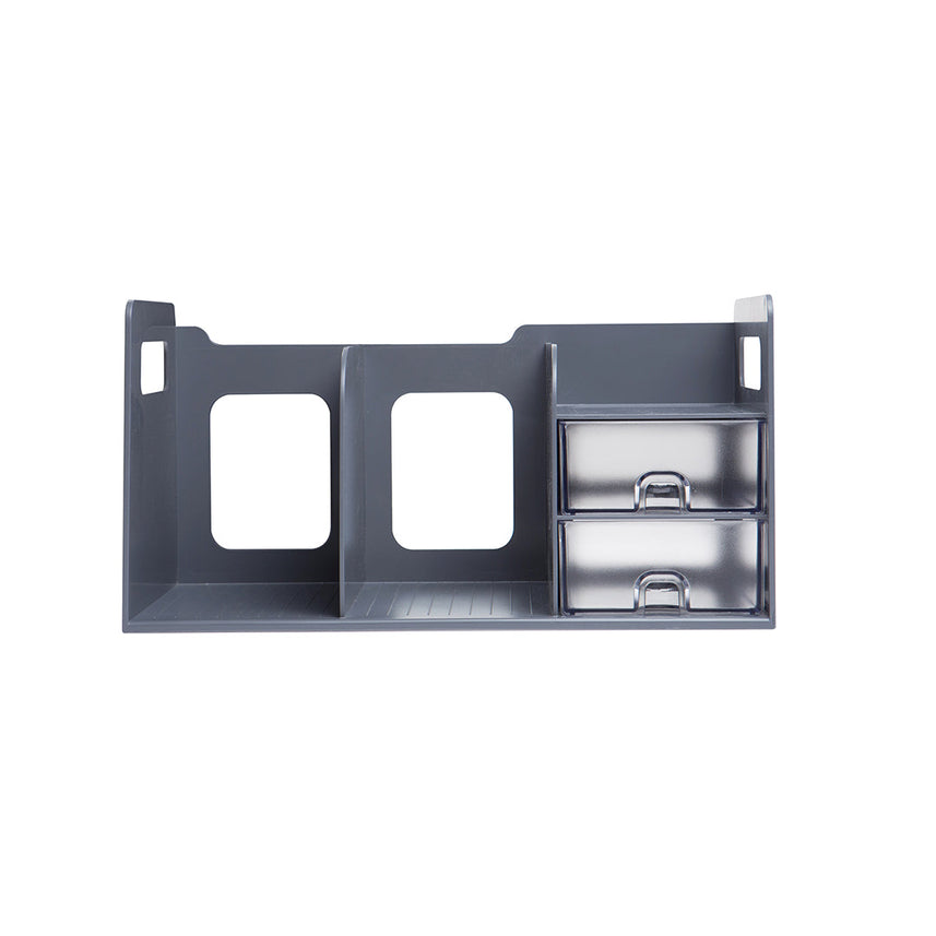 Sysmax 2 Bookshelf Book Rack with 2 Drawers - Grey