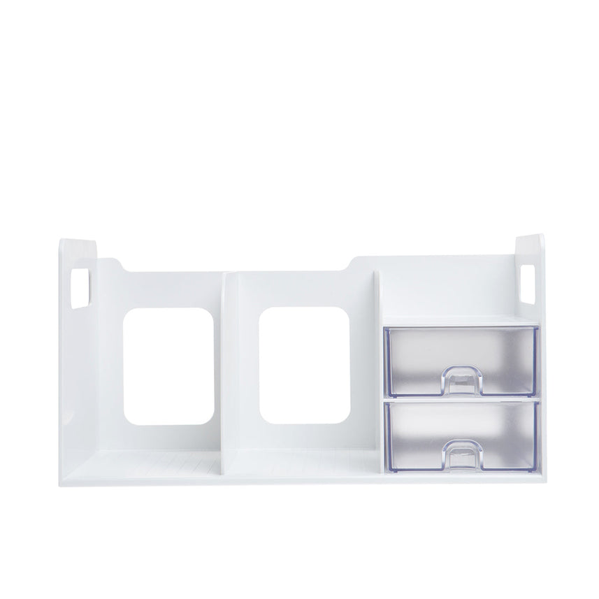 Sysmax | Book Rack With 2 Drawers | 2 Bookshelf | Organiser | White
