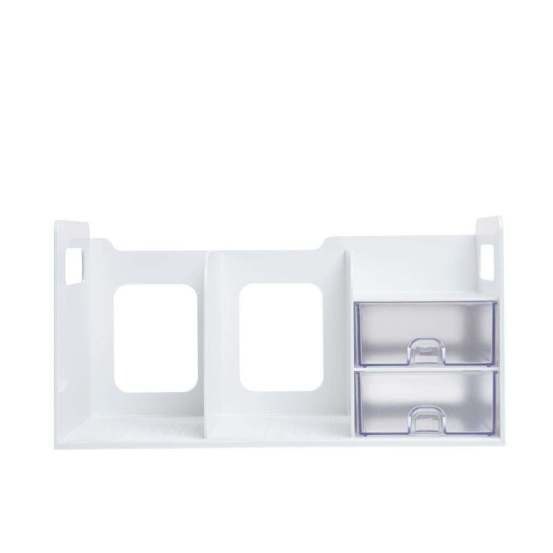 Sysmax | Book Rack With 2 Drawers | 2 Bookshelf | Organiser | White