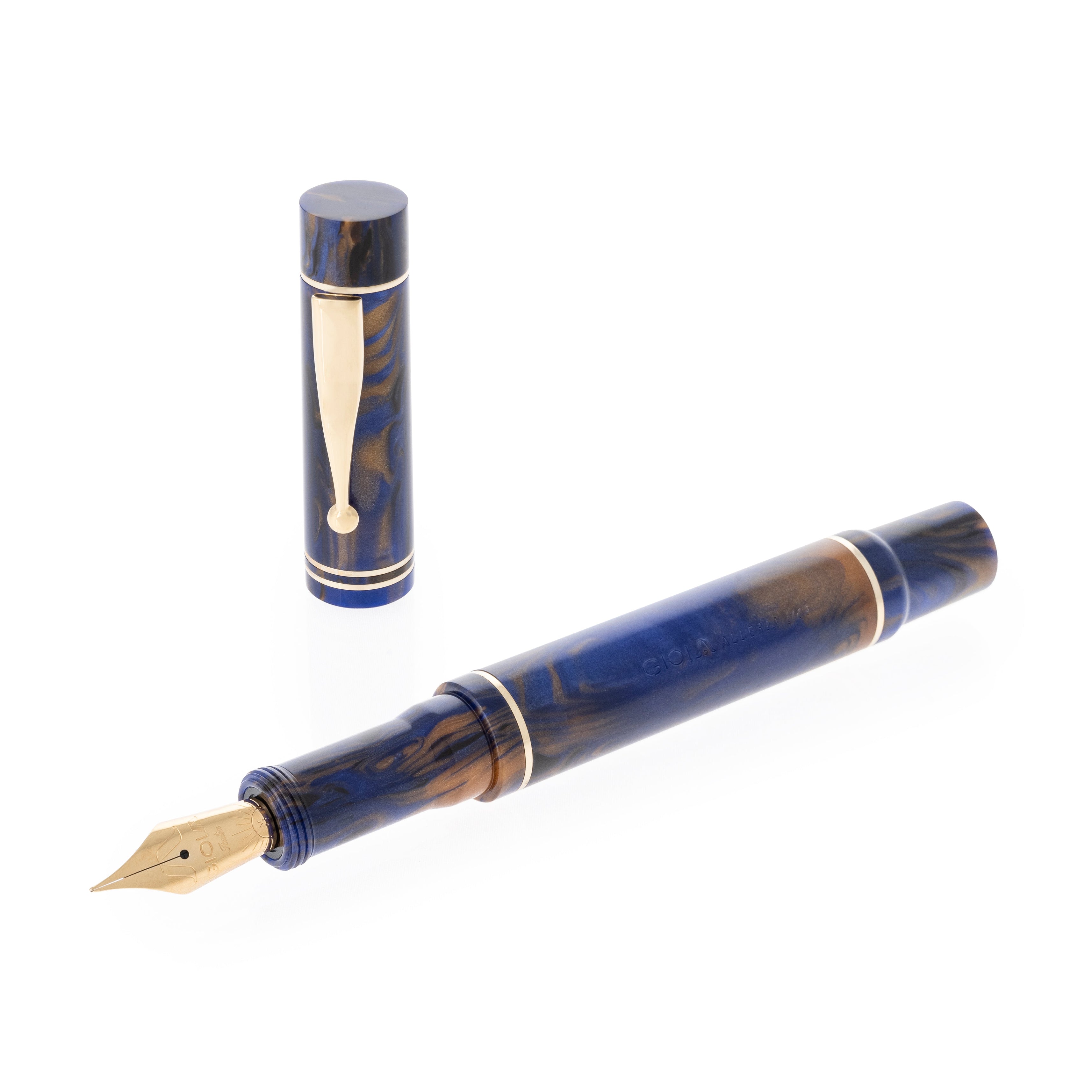 GIOIA Alleria Crepuscola Blue-Brown Fountain Pen – Gold Trim