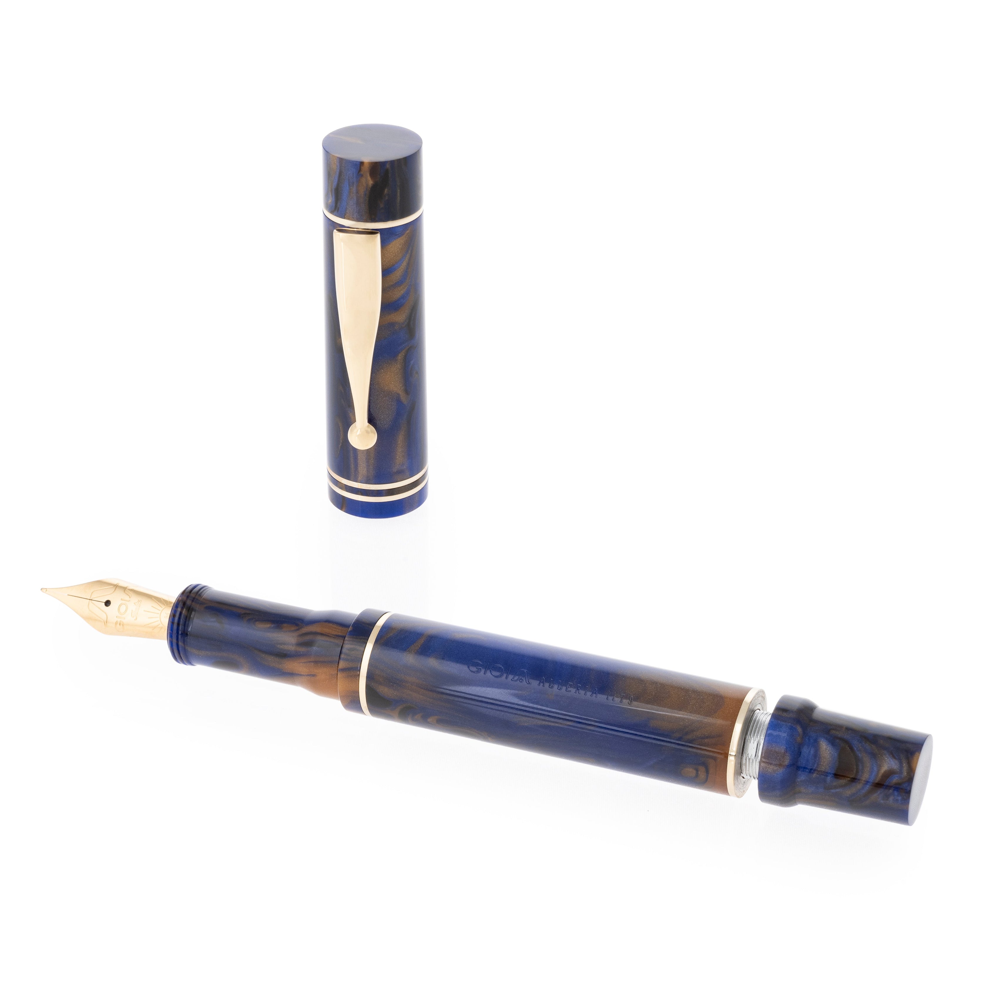 GIOIA Alleria Crepuscola Blue-Brown Fountain Pen – Gold Trim