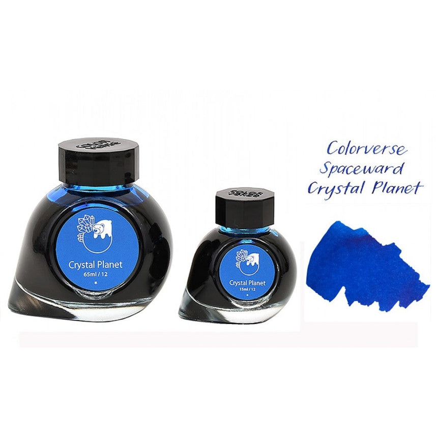 Colorverse | Spaceward Series | Season 1 | Crystal Planet | Fountain Pen Ink | Blue | 65ml and 15ml | 2 Bottle Set - penpencilink