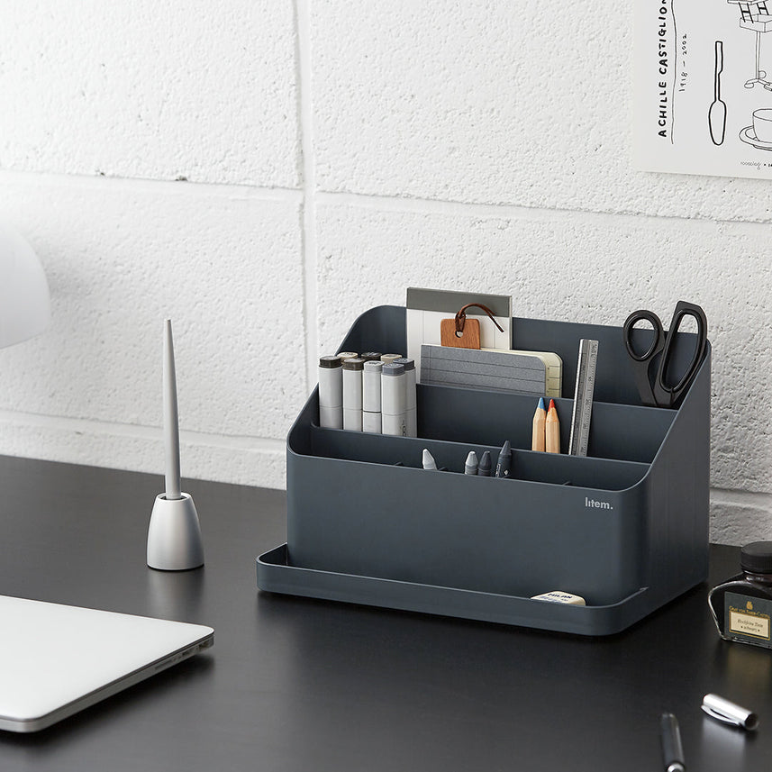 Litem Desk Organizer with Adjustable Compartments Desktop Holder - White