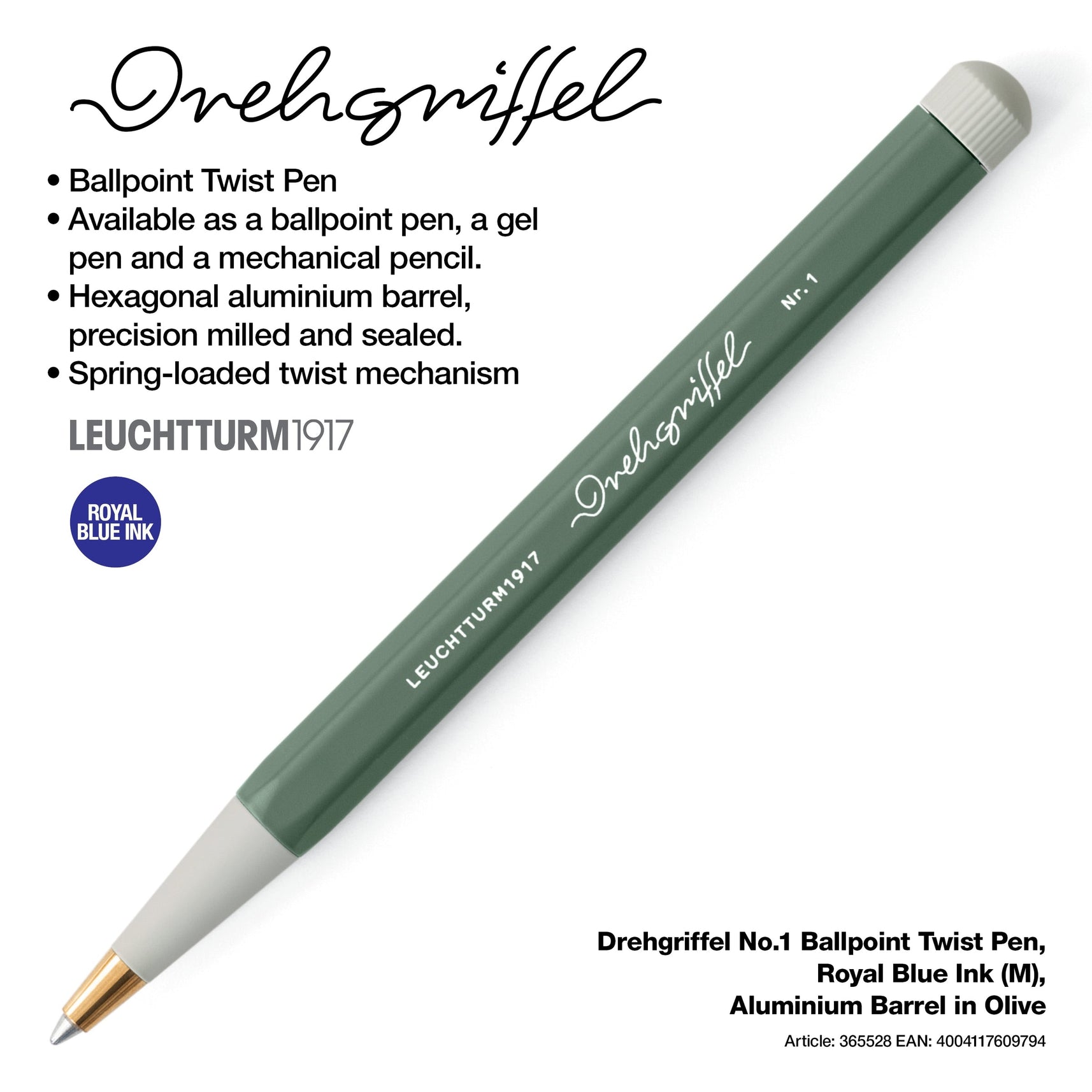 LEUCHTTURM1917 Drehgriffel No.1 Ballpoint Pen - Olive Green