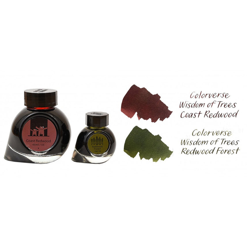 Colorverse | Earth Edition | Coast Redwood (Brown) - Redwood Forest (Dark Green) | Fountain Pen Ink | 65ml and 15ml | 2 Bottle Set - penpencilink