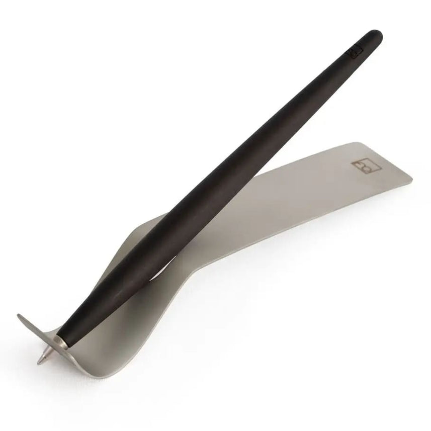 Pininfarina Forever Piuma Ballpoint Pen – Charcoal with Stainless Steel Desk Stand