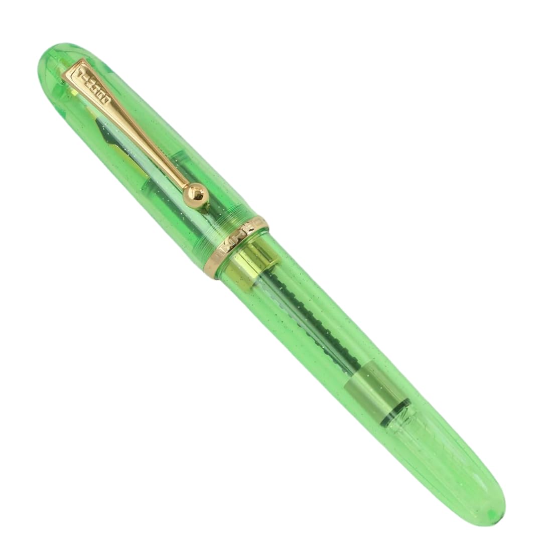 Jinhao 9013 DaDao Series Fountain Pen – Transparent Green Acrylic Body, Medium Heartbeat Nib, Includes Ink Converter