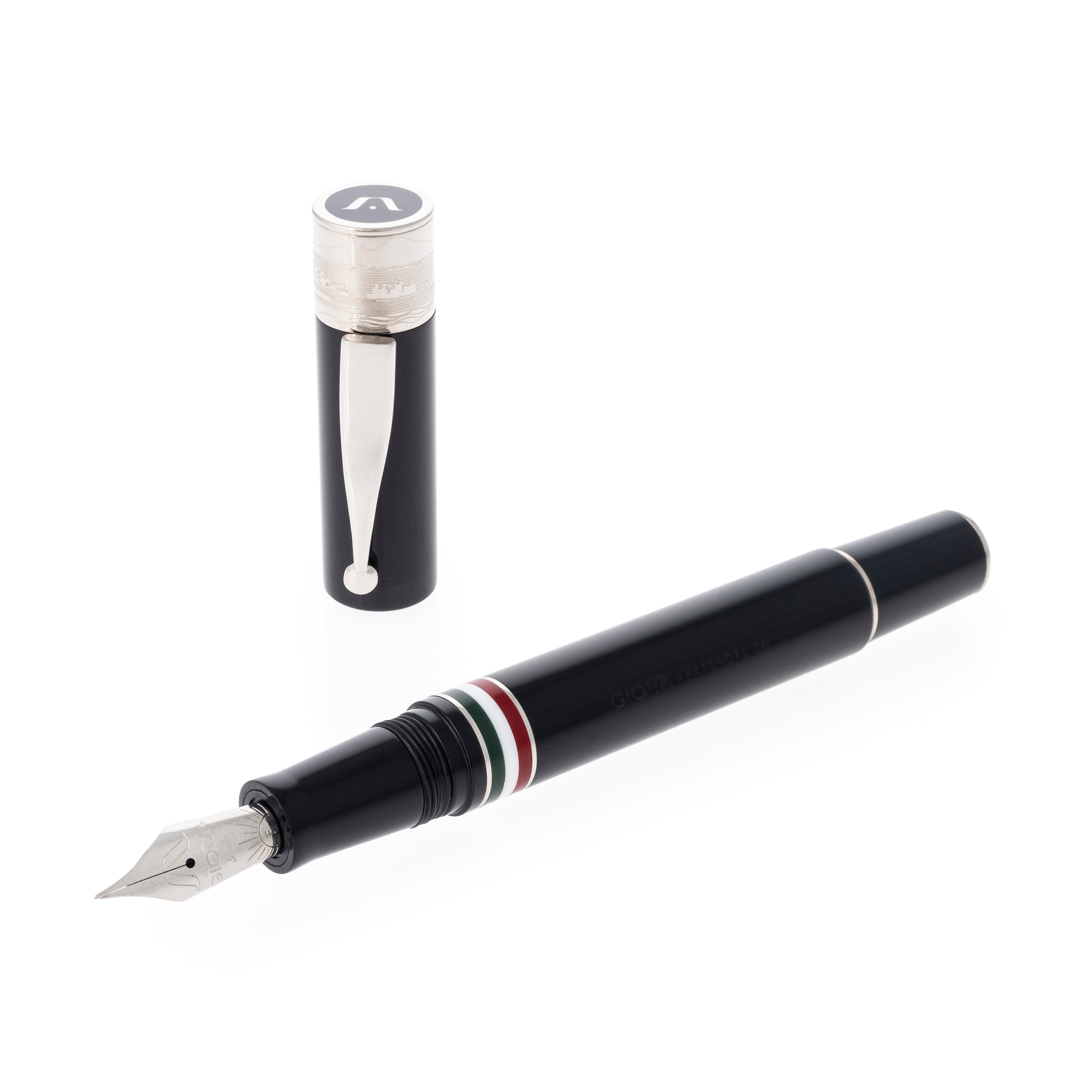 Gioia | Fountain Pen & Rollerball Pen | Partenope | Black | Ruthenium Trims