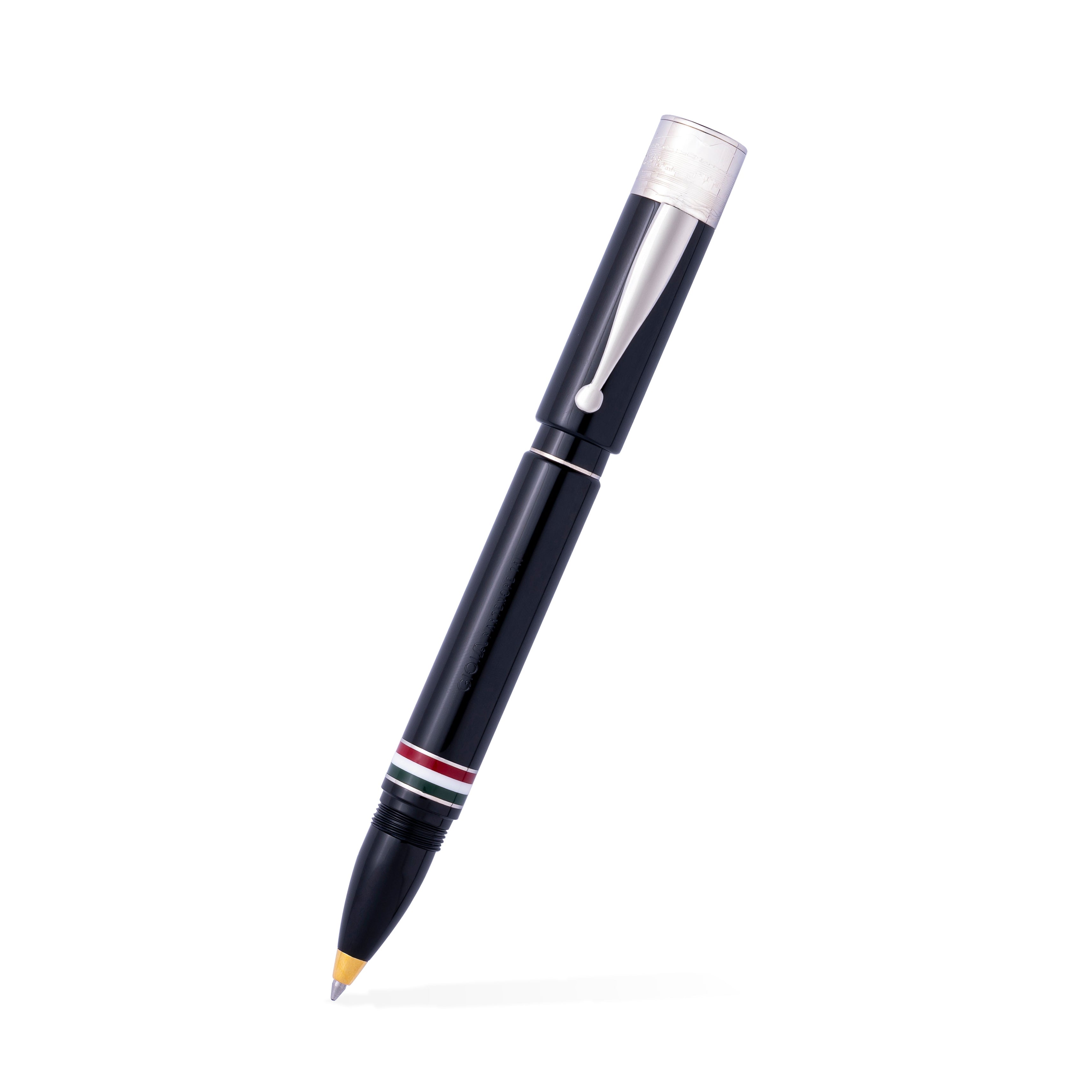 GIOIA Partenope Black Fountain Pen and Rollerball – Ruthenium Trim