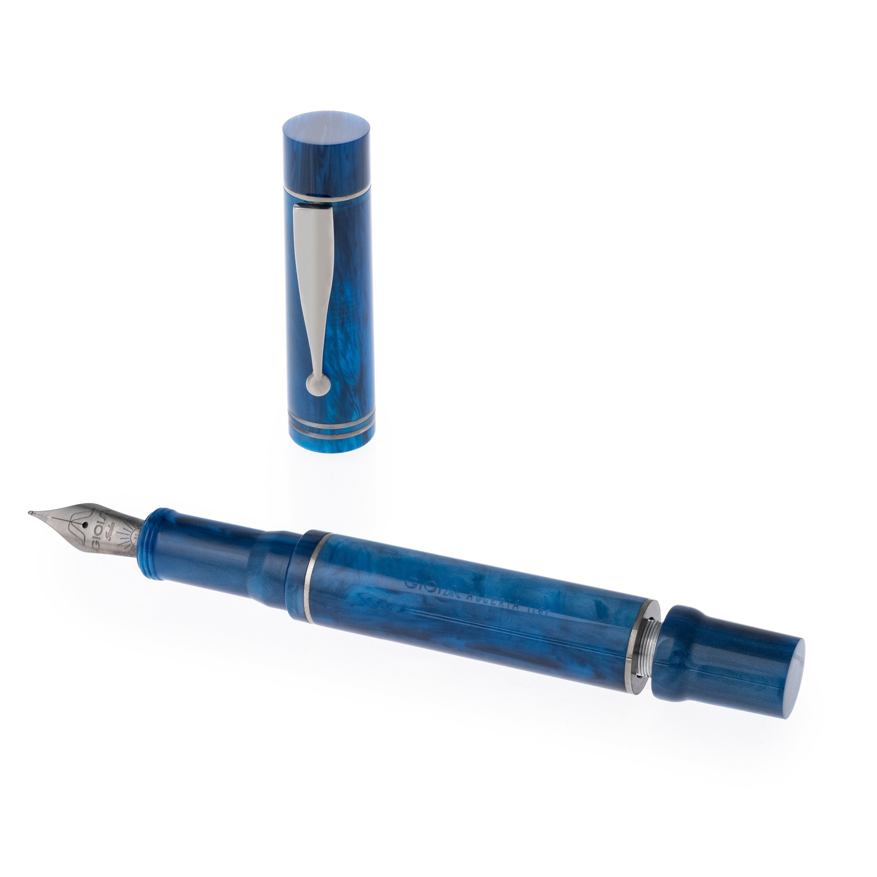 GIOIA Alleria Grotta Azzurra Blue Fountain Pen – Chrome Trim