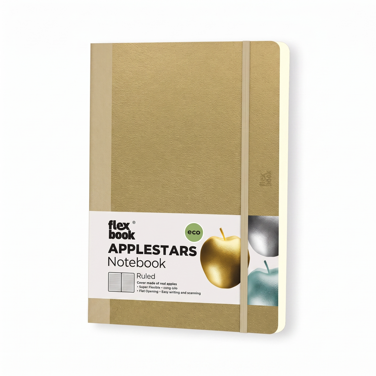 Flexbook A5 Medium Size Ruled Lined Notebook 192 Pages - Gold Applestars