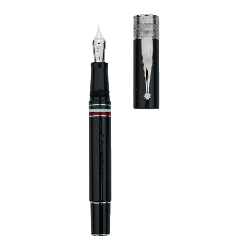 GIOIA Partenope Black Fountain Pen and Rollerball – Ruthenium Trim
