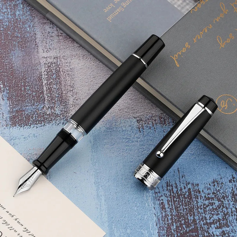 Moonman T5 Piston Fountain Pen – Matte Black, Large Ink Capacity, Resin Body, Fine/Medium/Extra Fine Nib, Gift Box Included