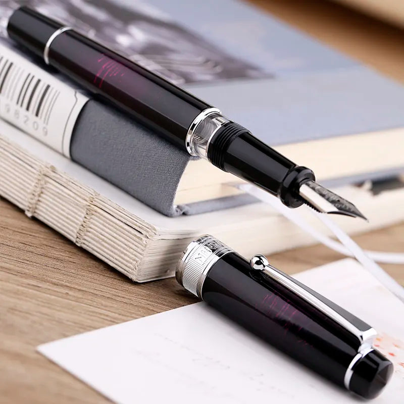 Moonman T5 Piston Fountain Pen – Pink Fireworks, Large Ink Capacity, Resin Body, Fine/Medium/Extra Fine Nib, Gift Box Included