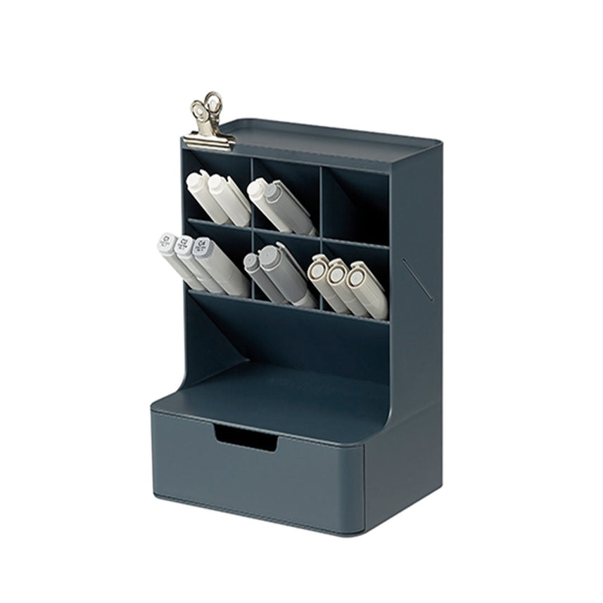 Sysmax Hive Desk Organizer with 6 Compartments 1 Drawer - Prussian Blue