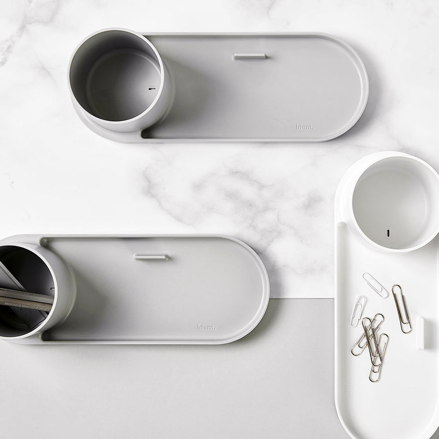 Litem | Pen Stand with Tray | Organizer | Ivory | Holder Tray