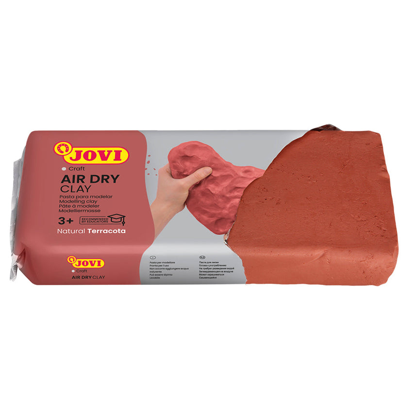 Jovi European Air-Dry Modeling Natural Terracotta Clay 3 Packets - Each Pack of 250 Grams for Sculpting Pottery Art & Craft Handicraft Educational Purpose Fine Motor Skills
