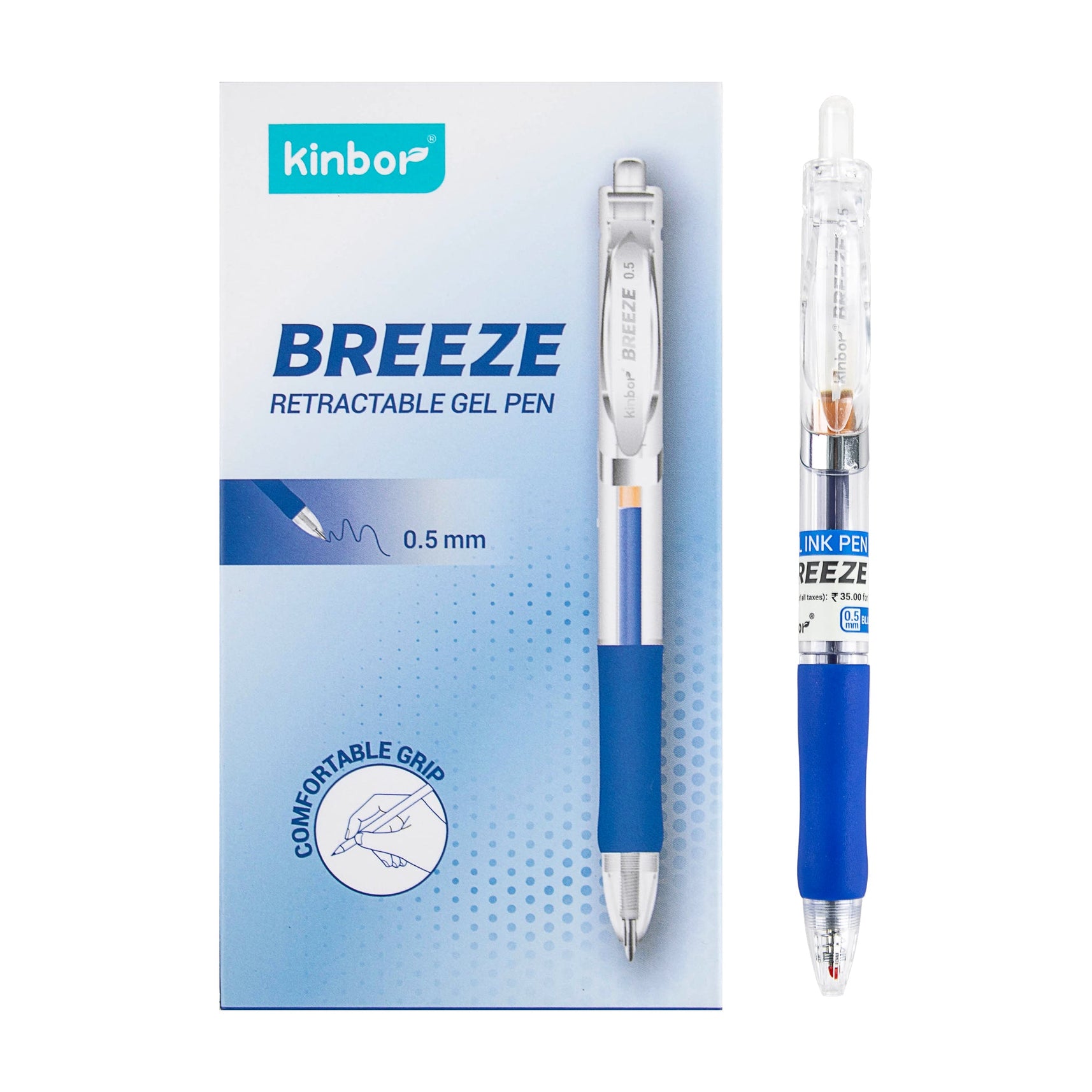 Kinbor Breeze Gel Pen – Blue  Smooth Writing Pen for School, Office & Journaling