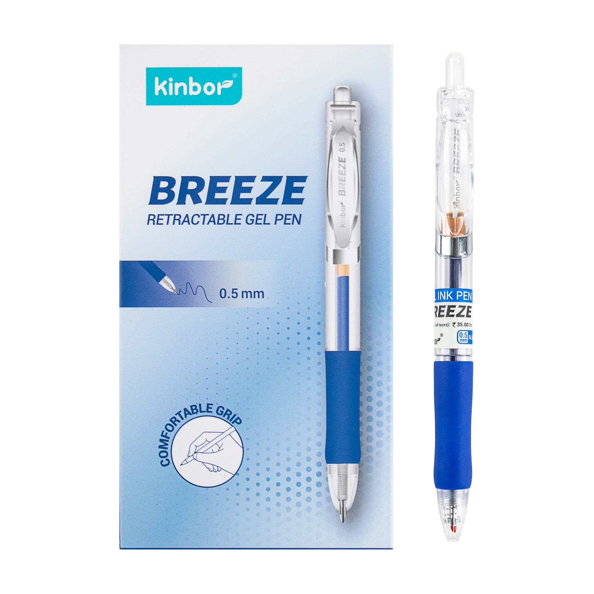 Kinbor Breeze Gel Pen – Blue  Smooth Writing Pen for School, Office & Journaling