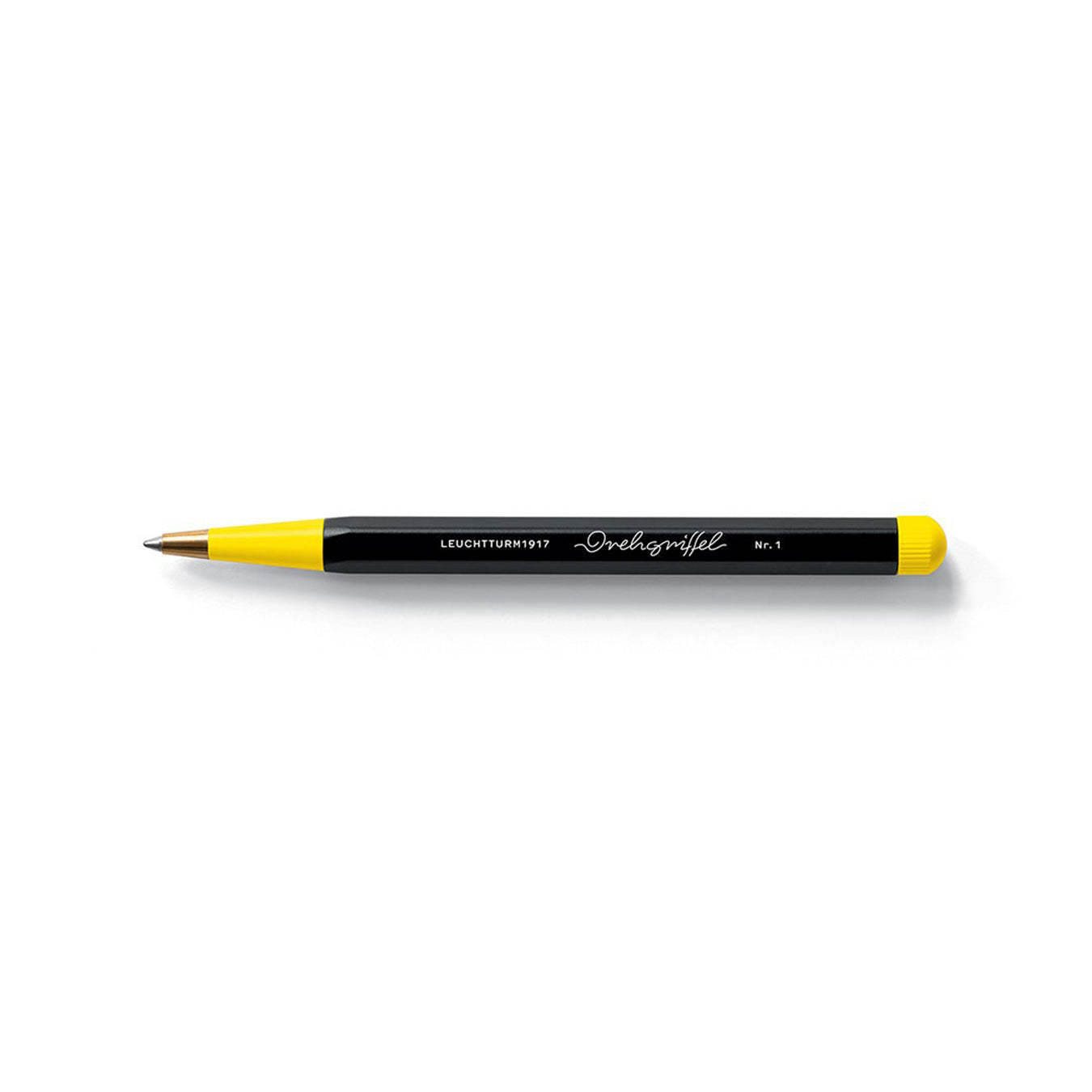 LEUCHTTURM1917 Ball Point Pen with Royal Blue Ink | Bauhaus Edition | Drehgriffel No. 1 | Black/Lemon | Twist Mechanism