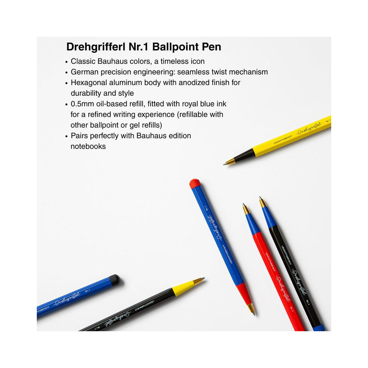 LEUCHTTURM1917 Drehgriffel No.1 Bauhaus Ballpoint Pen - Lemon/Black
