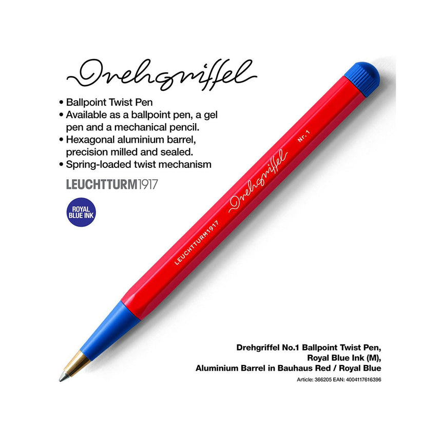 LEUCHTTURM1917 Drehgriffel No.1 Bauhaus Ballpoint Pen - Red/Royal Blue