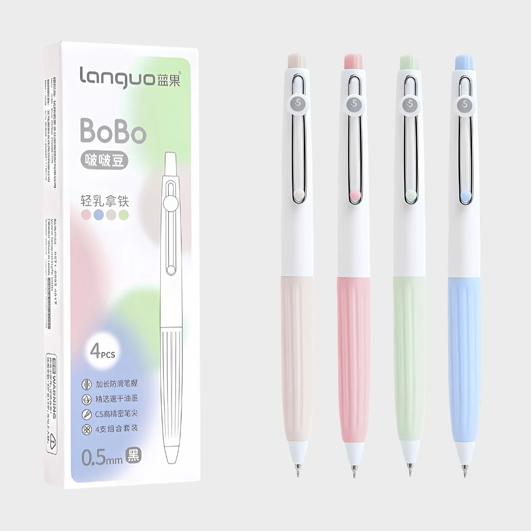 Languo | Gel Pen | 0.5mm | BoBo | Light Latte | Pack of 4 Pens | U6002