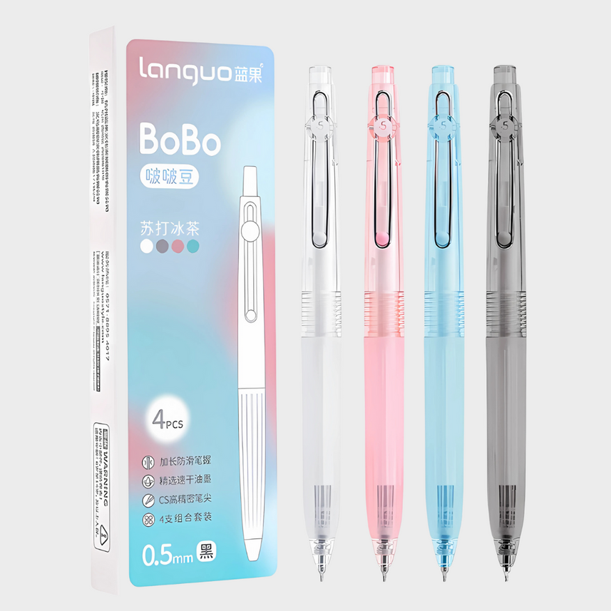 Languo | Gel Pen | 0.5mm | BoBo | Soda Ice Tea | Pack of 4 Pens | U6003