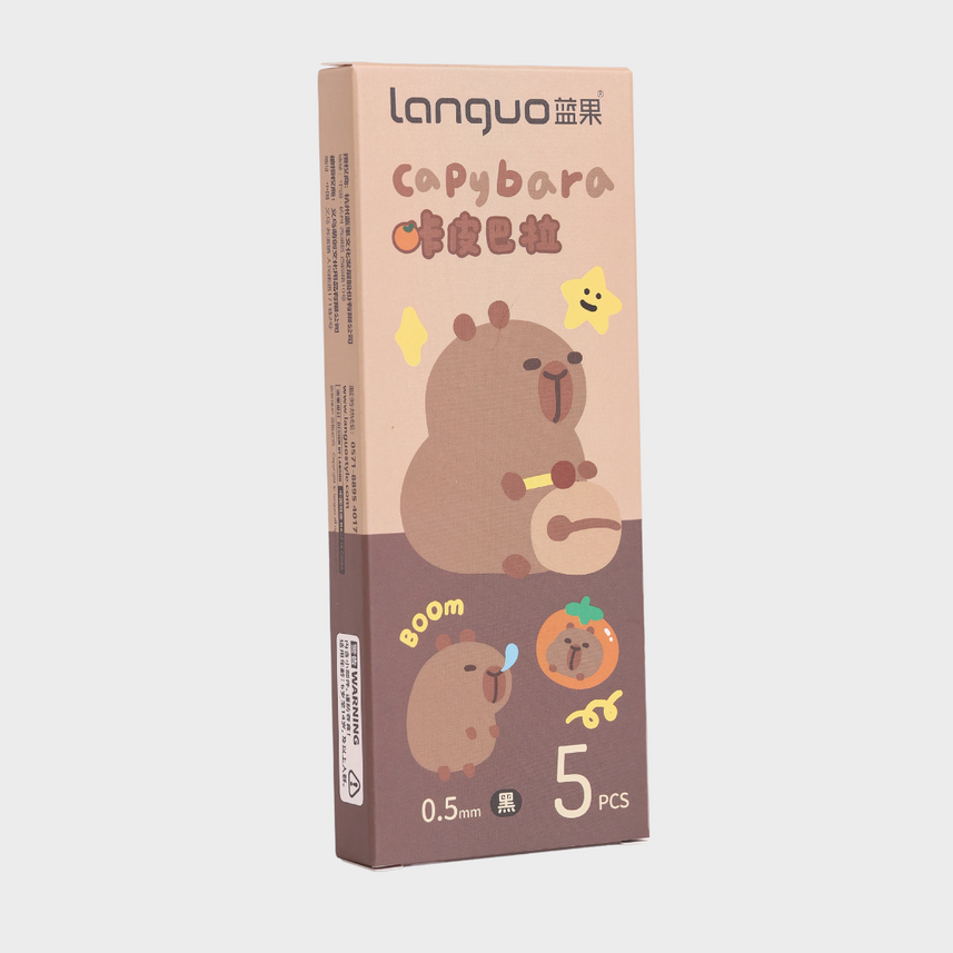 Languo | Gel Pen | 0.5mm | Capybara | Pack of 5 Pens | W1041