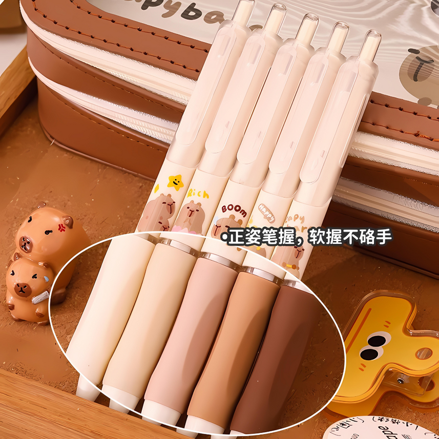 Languo | Gel Pen | 0.5mm | Capybara | Pack of 5 Pens | W1041