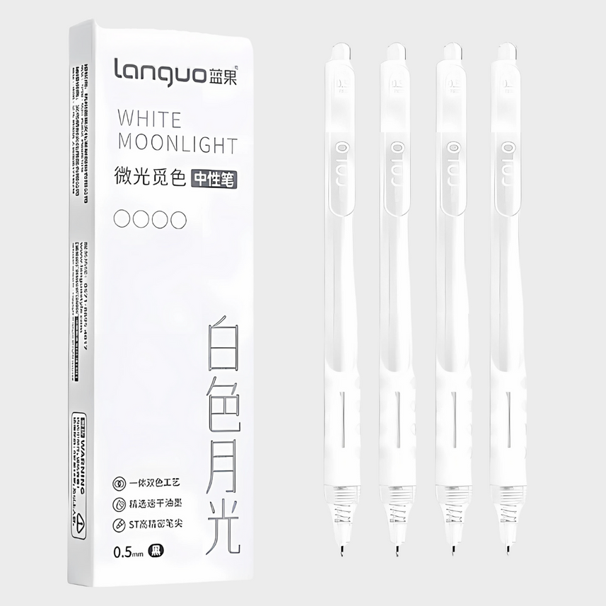 Languo | Gel Pen | 0.5mm | White Moonlight | Pack of 4 Pens | LG-43270-1