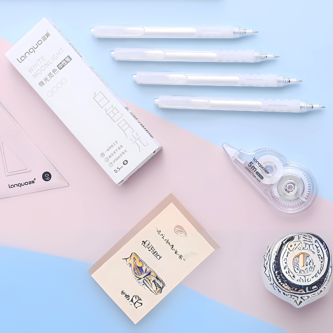 Languo | Gel Pen | 0.5mm | White Moonlight | Pack of 4 Pens | LG-43270-1