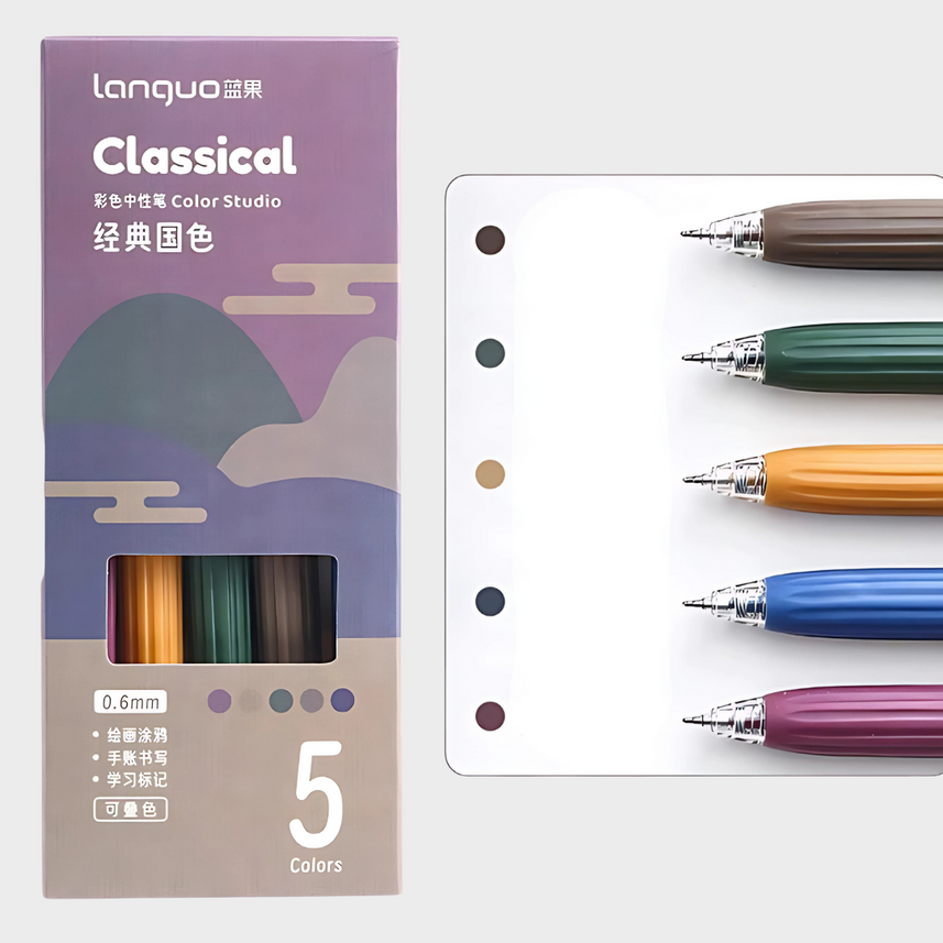 Languo | Gel Pen | 0.6mm | Color Studio | Classic | Pack of 5 Pens | U6007