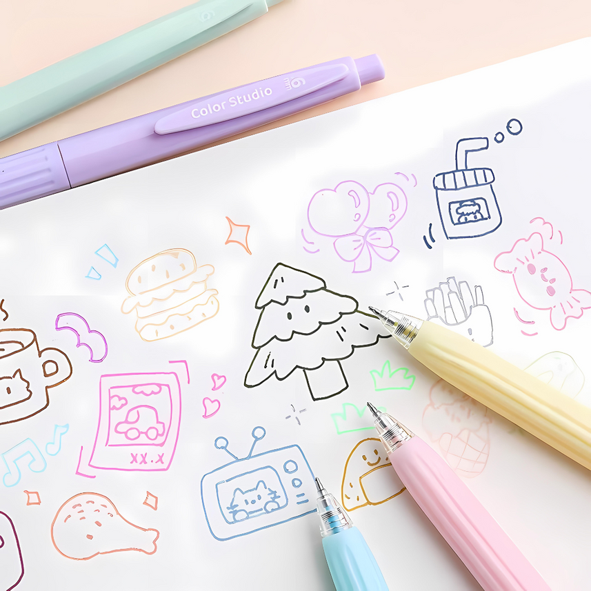 Languo | Gel Pen | 0.6mm | Color Studio | Cream | Pack of 5 Pens | U6005