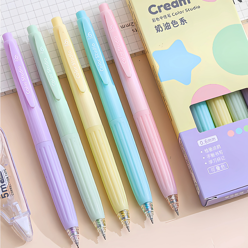 Languo | Gel Pen | 0.6mm | Color Studio | Cream | Pack of 5 Pens | U6005